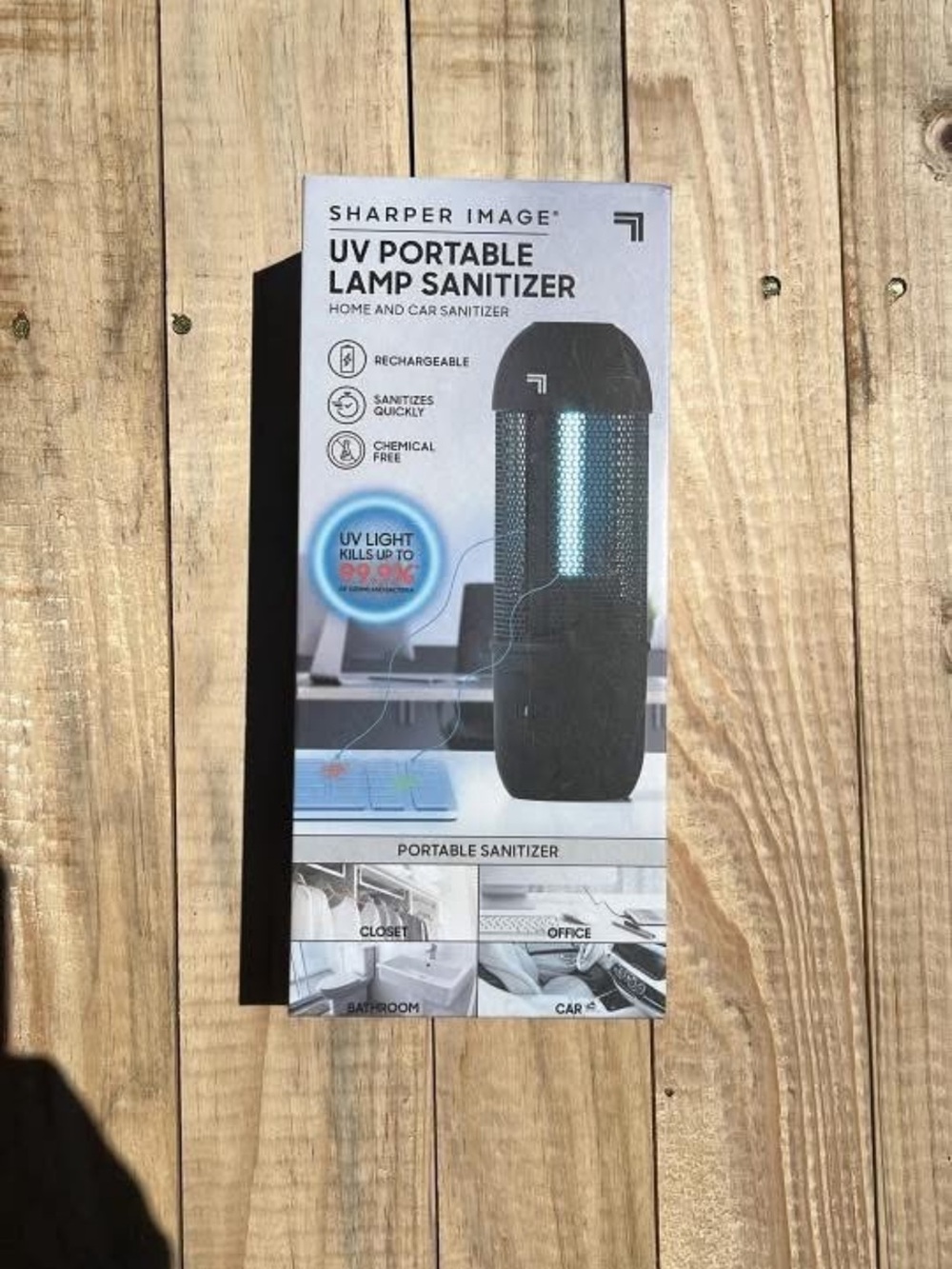 Sharper Image Black Portable UV Lamp Sanitizer with Blue Light Accent